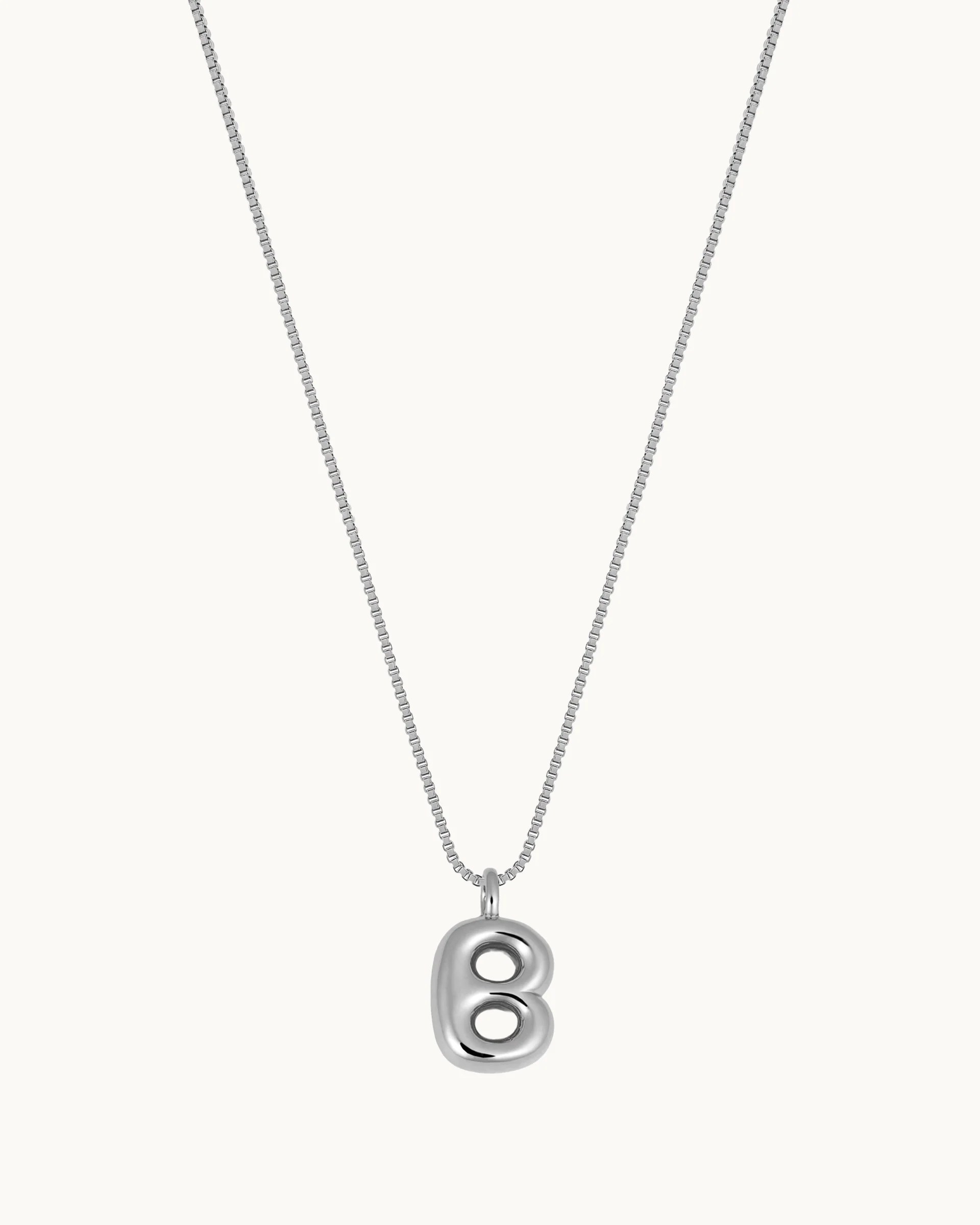 Aqua Bubble Initial 'B' Necklace in Silver