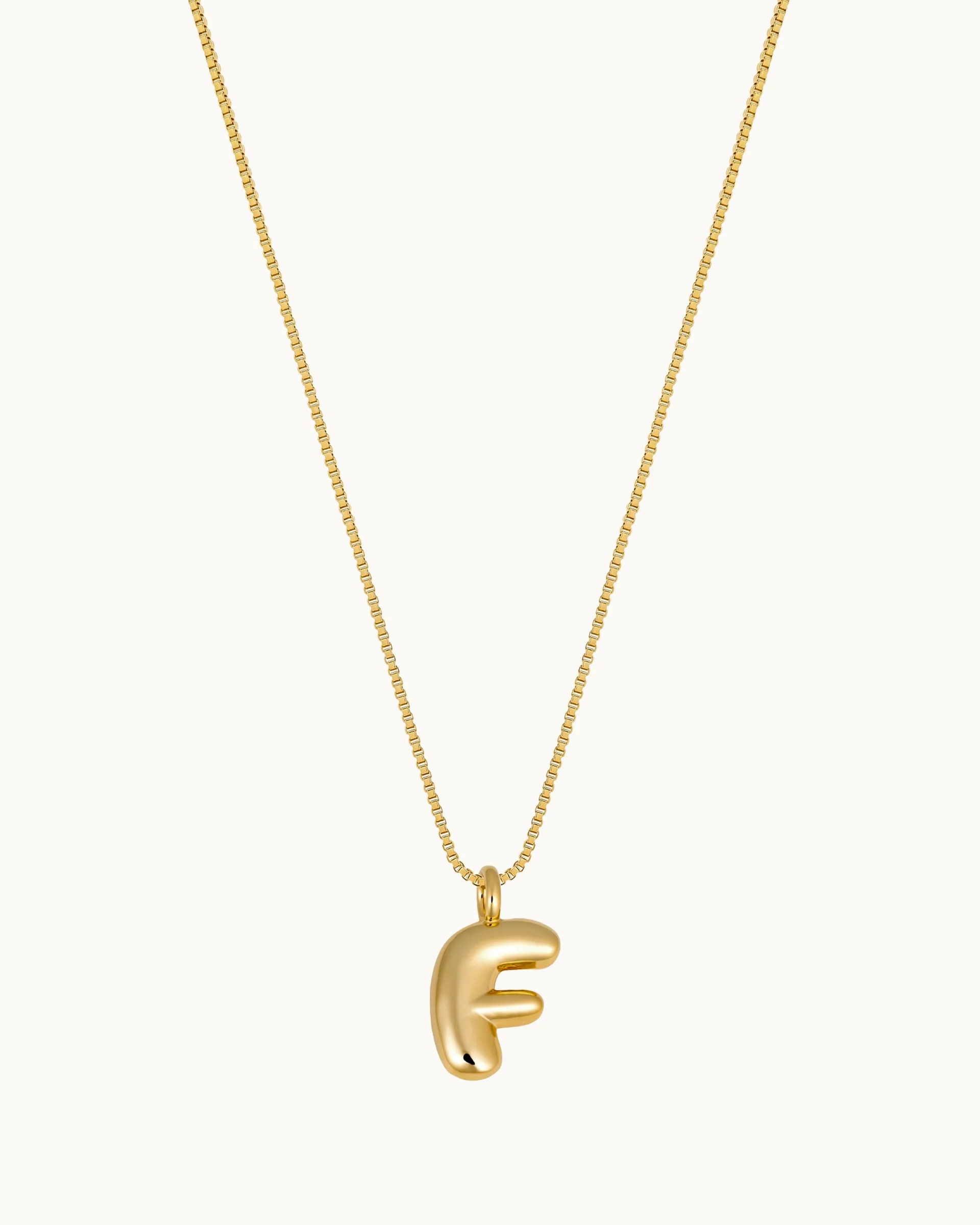 Aqua Bubble Initial 'F' Necklace in Gold