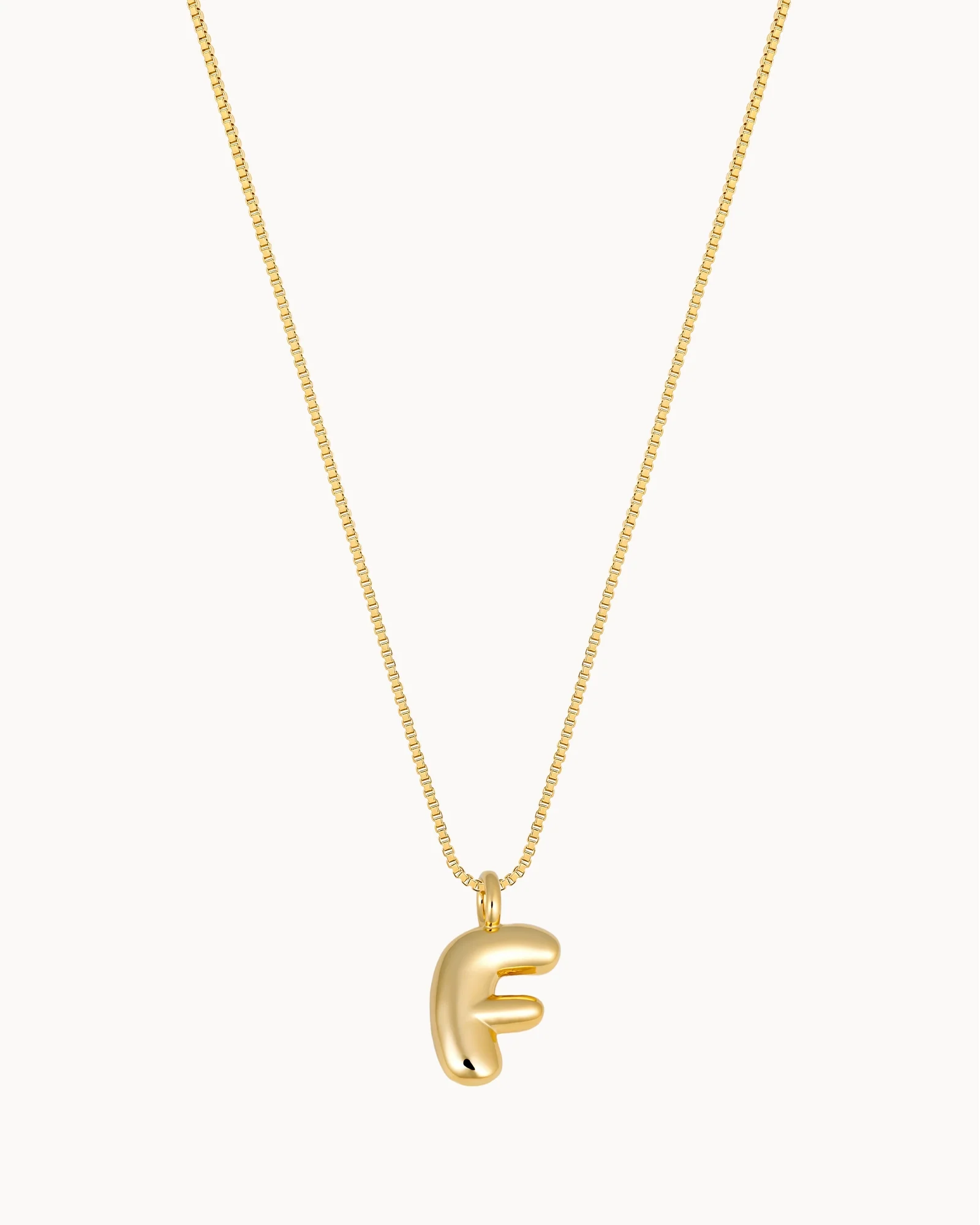 Bubble Initial 'F' Necklace in Gold