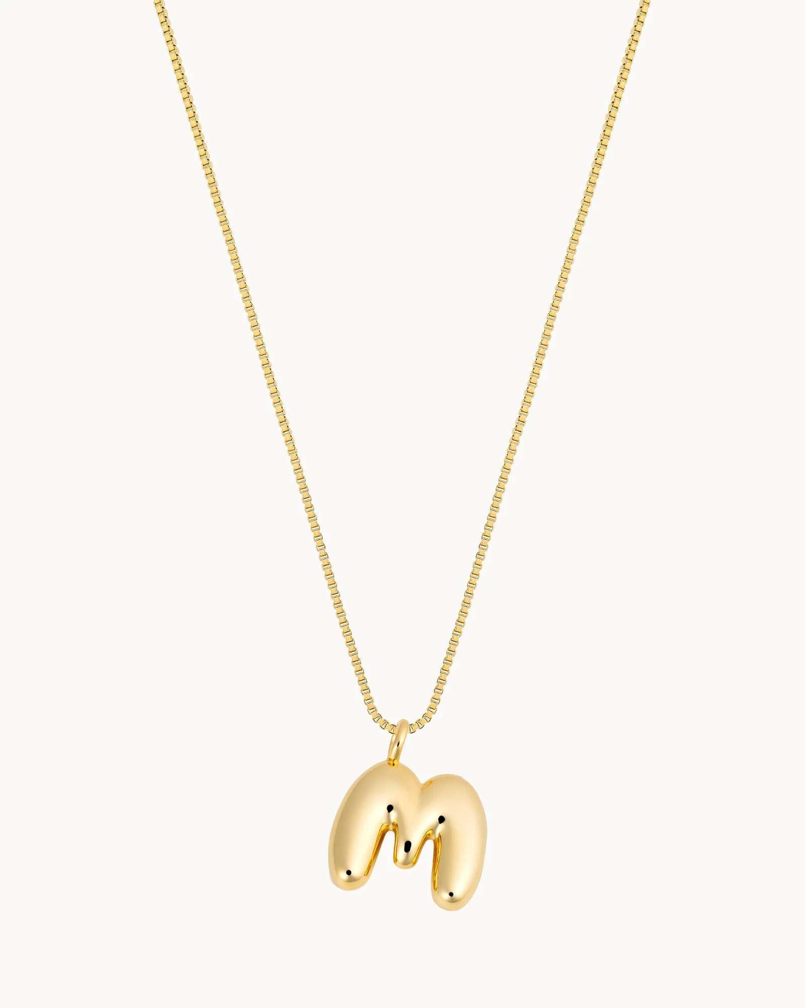 Bubble Initial 'M' Necklace in Gold
