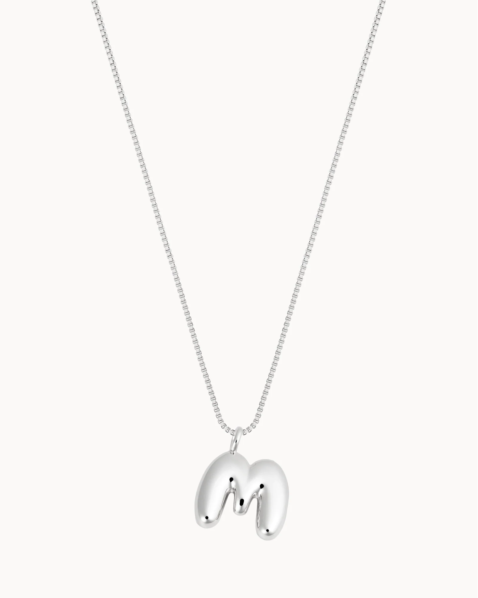 Bubble Initial 'M' Necklace in Silver