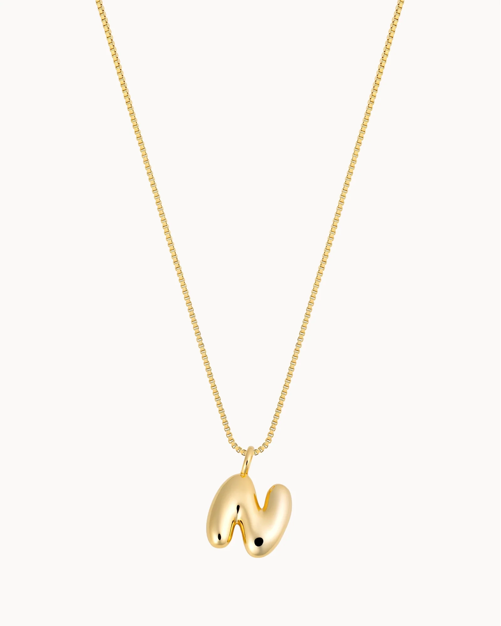 Bubble Initial 'N' Necklace in Gold
