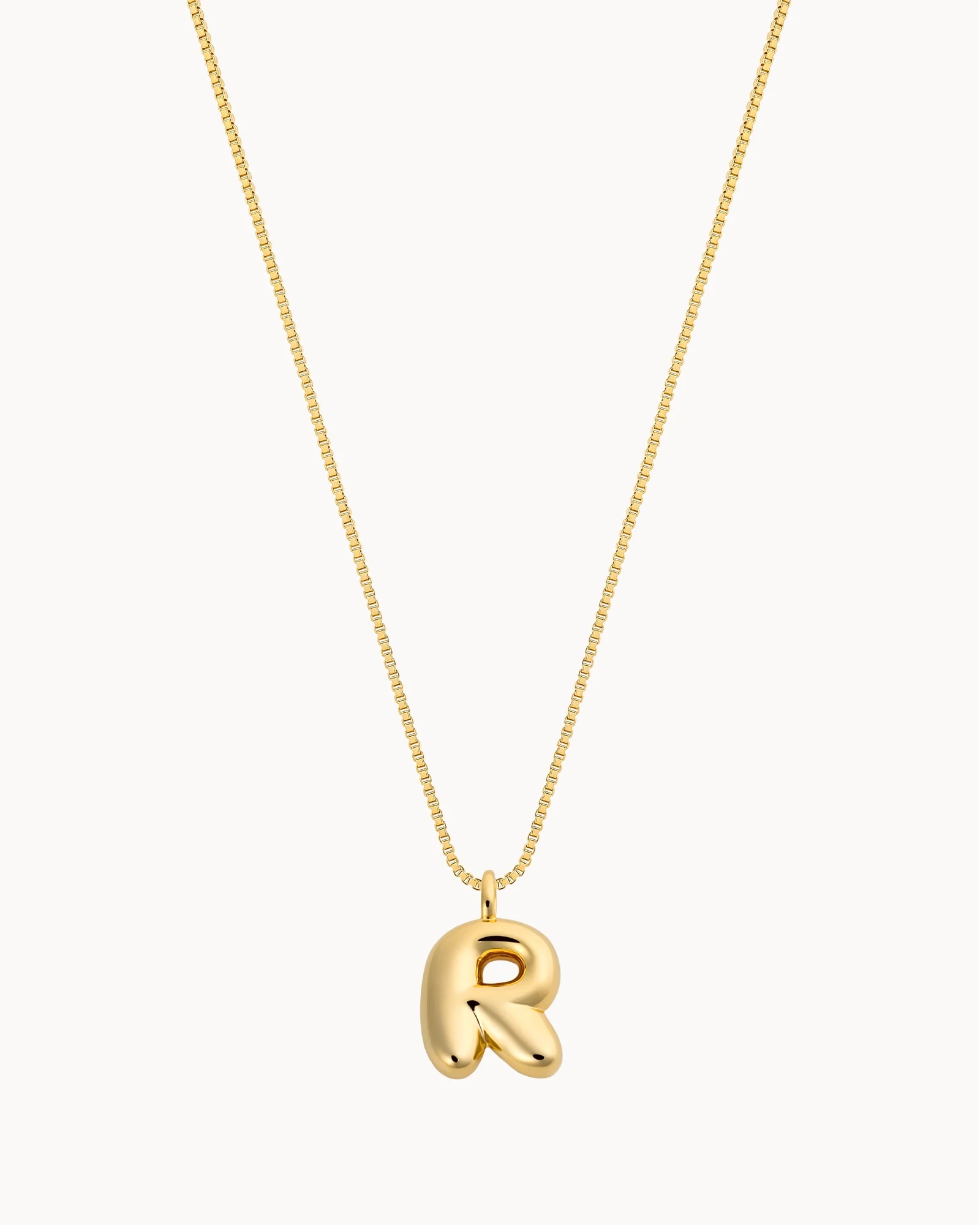 Bubble Initial 'R' Necklace in Gold