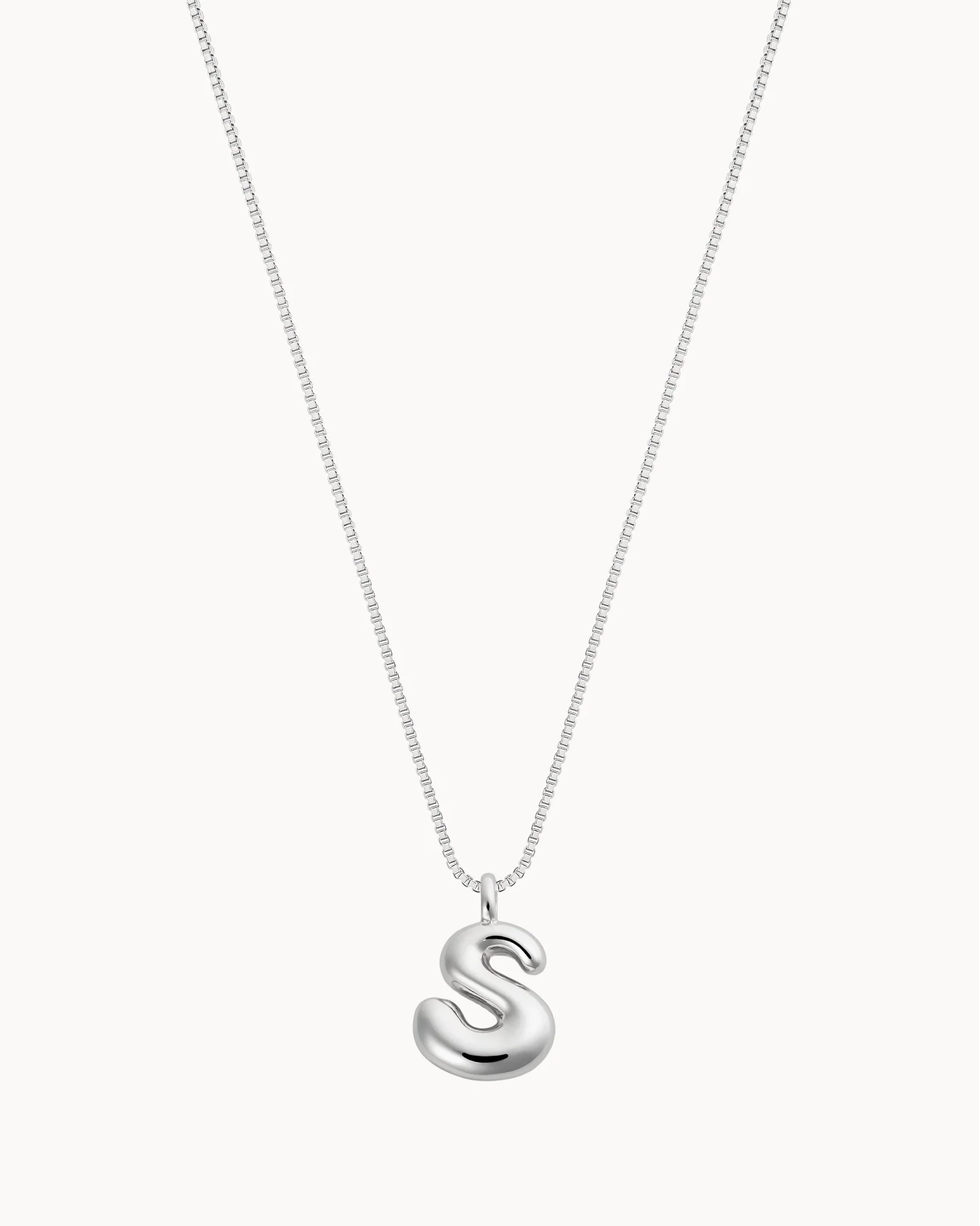 Bubble Initial 'S' Necklace in Silver