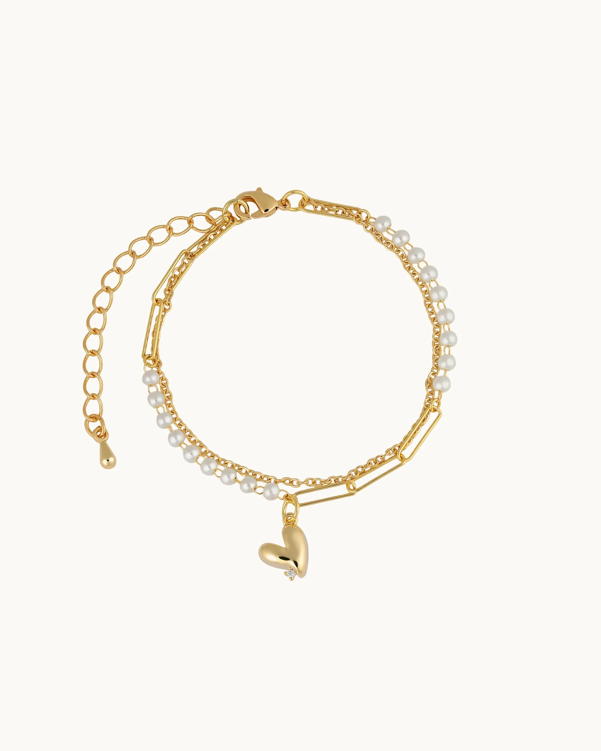 Campbell Heart Layered Bracelet in Gold