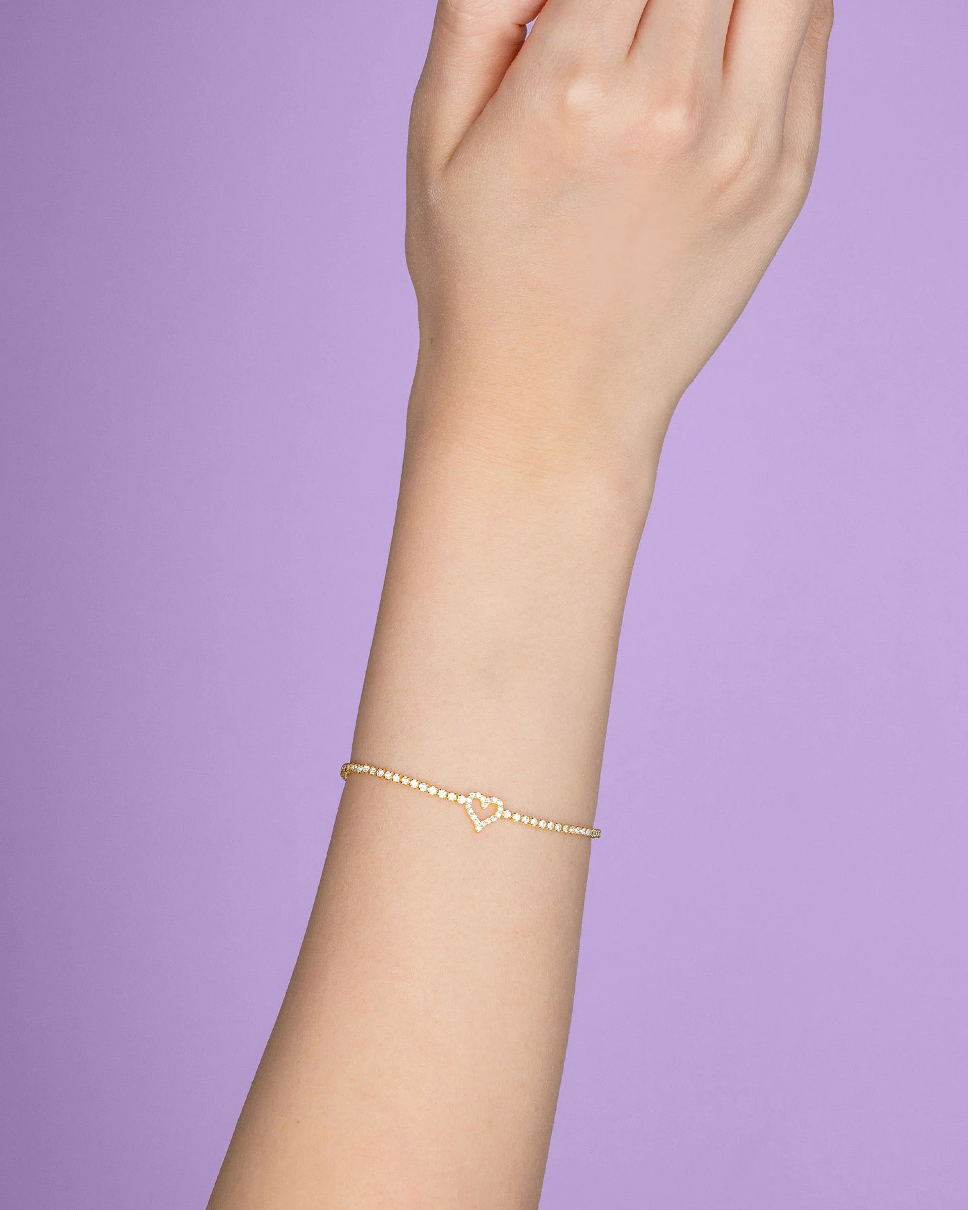 Cathy Heart Tennis Bracelet in Gold - Image 2