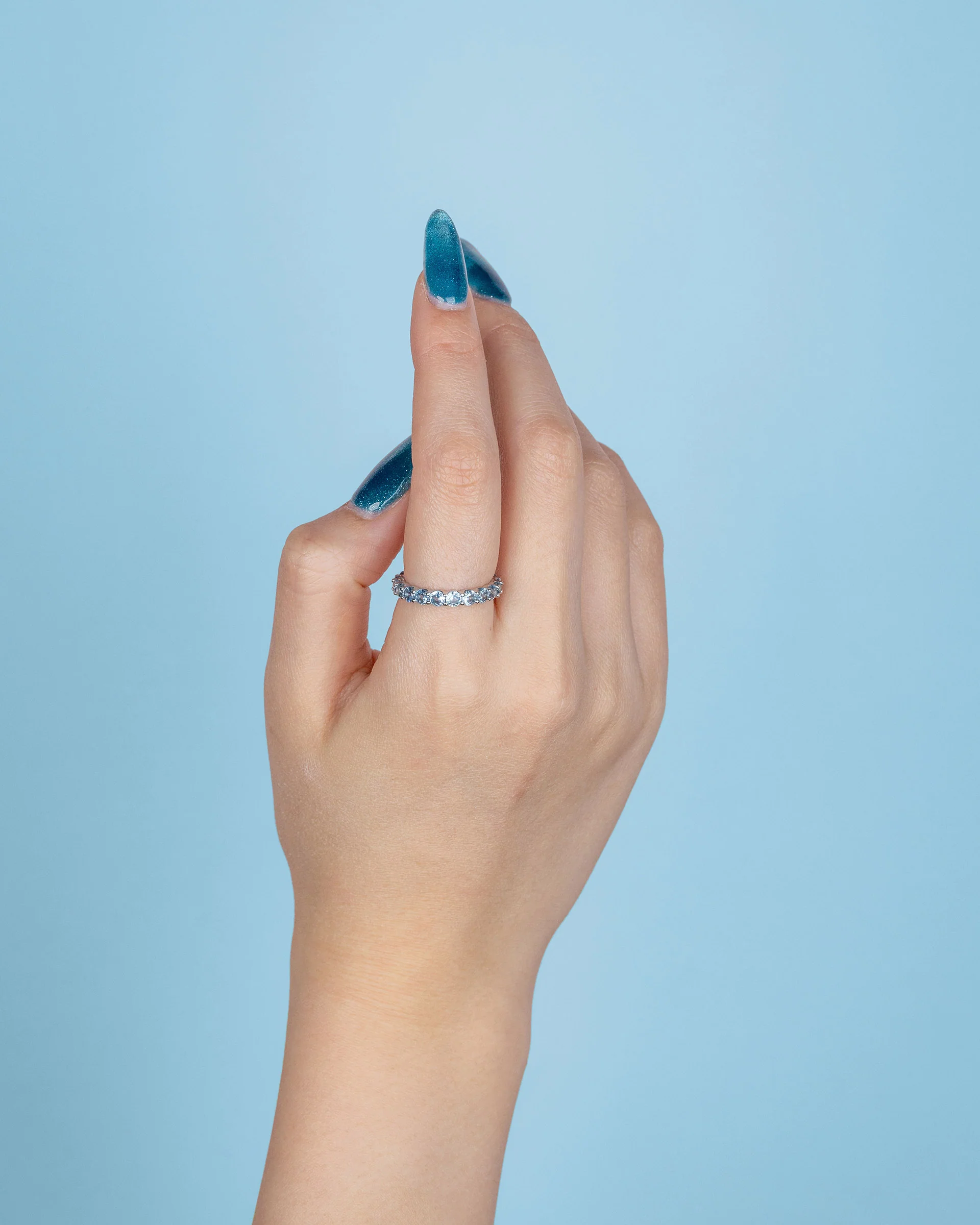 Grace Eternity Ring in Silver - Aquamarine - Image 4