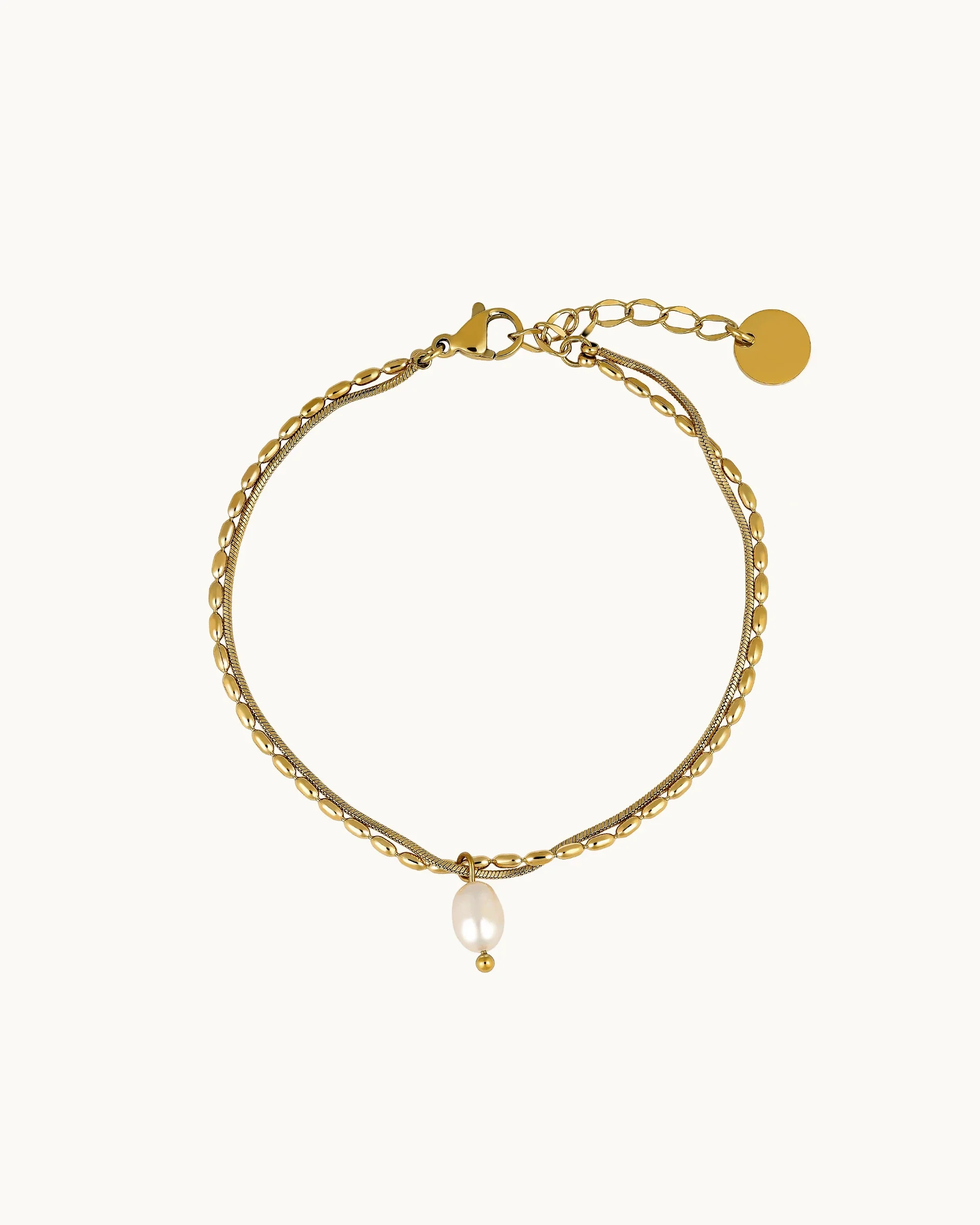 Jacquelyn Layered Pearl Bracelet in Gold