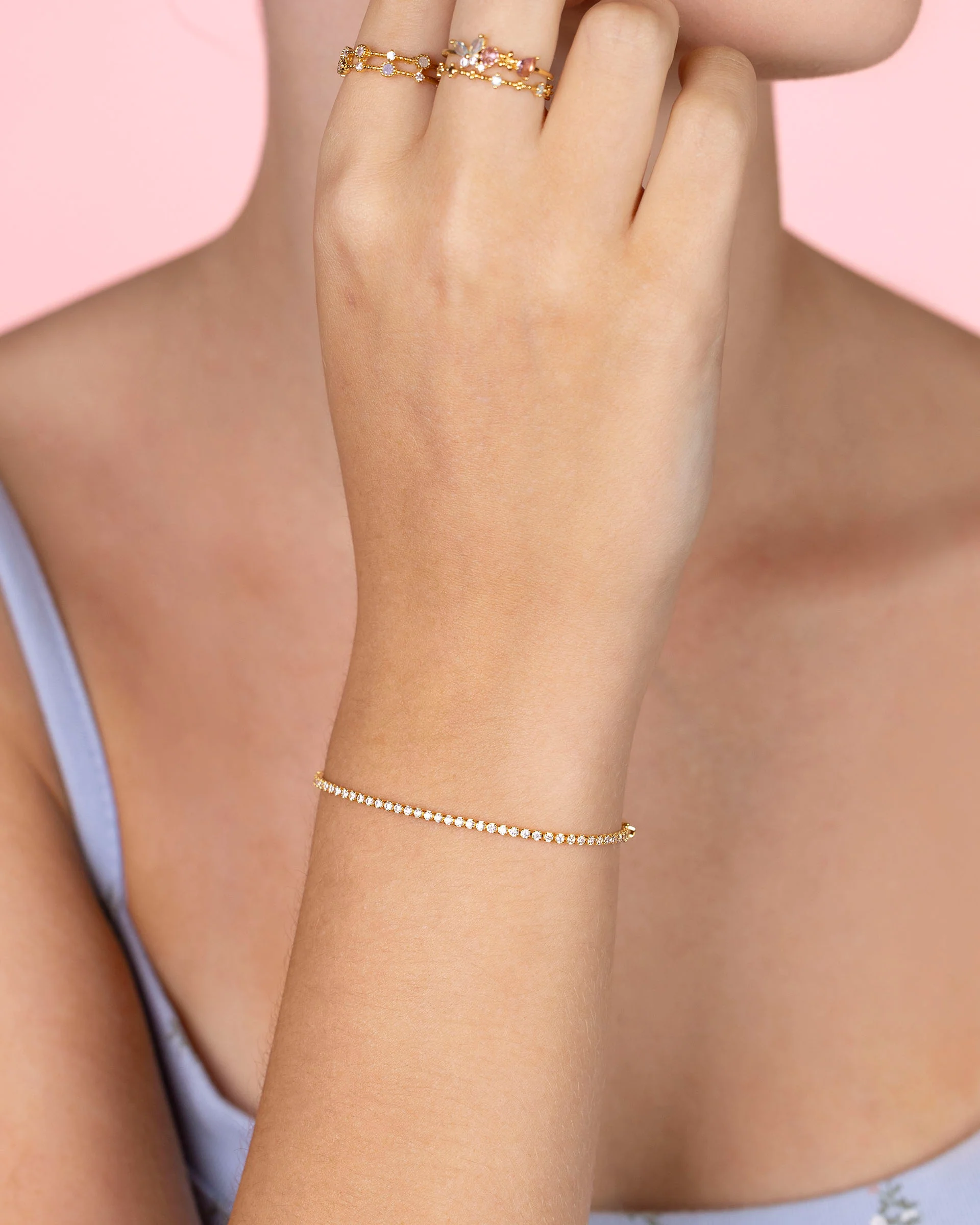 Kacey Tennis Bracelet in Gold - 1.5mm - Image 3