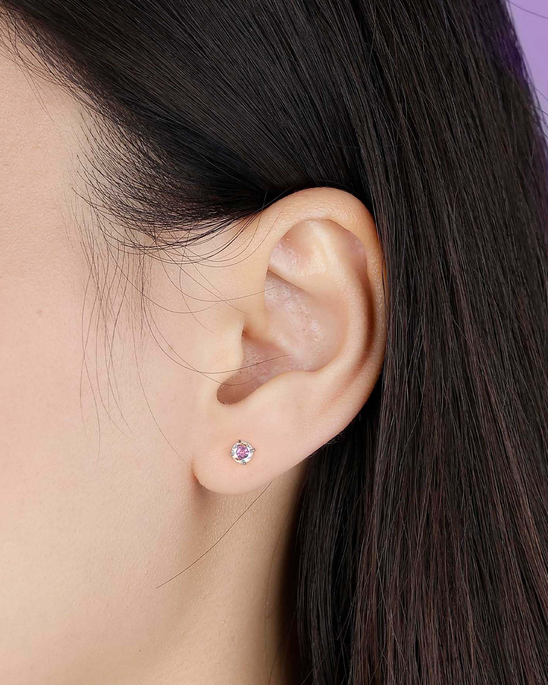 Kerry Solitaire Stud Earrings in Silver - Image 3