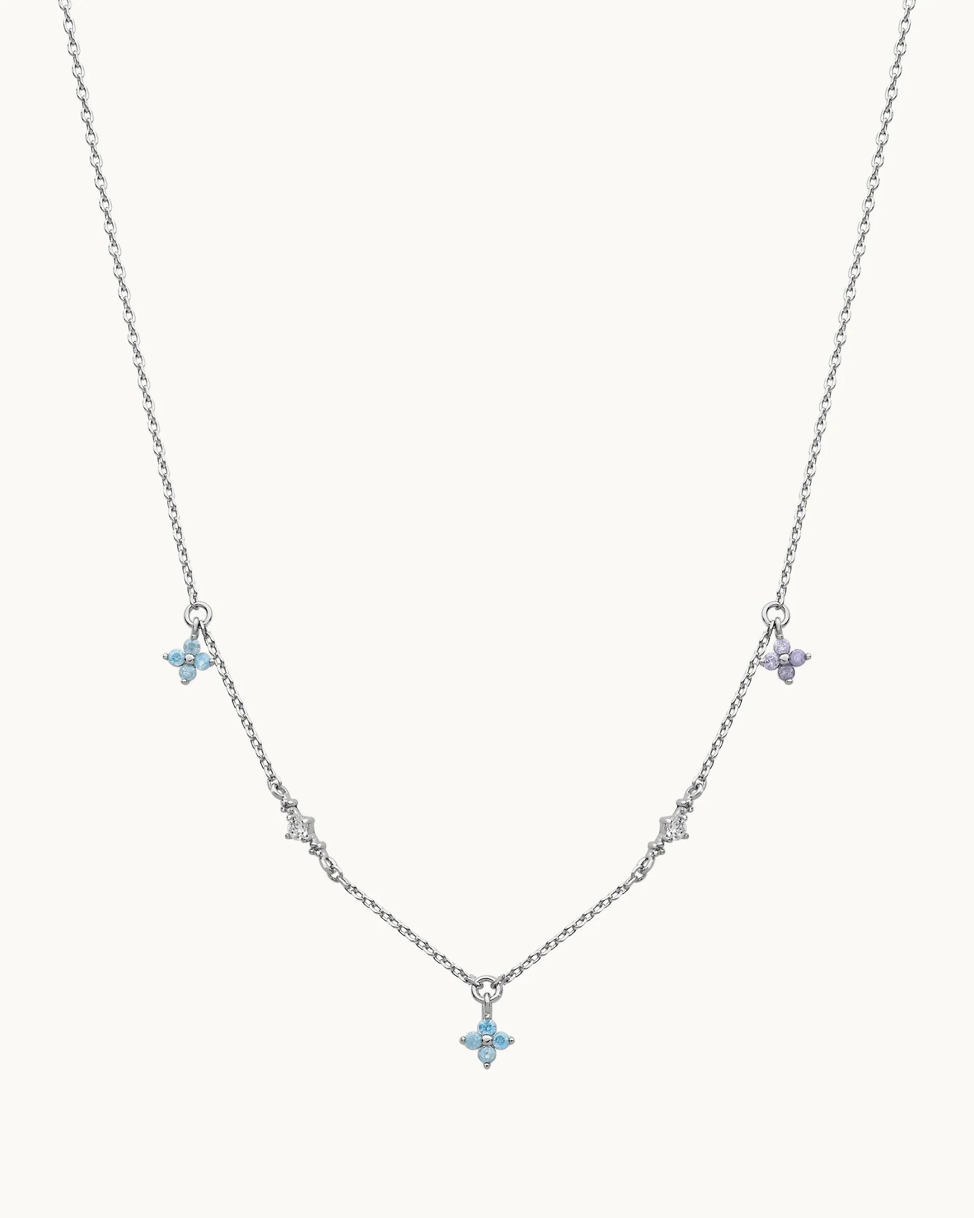 Letha Floral Charm Necklace in Silver