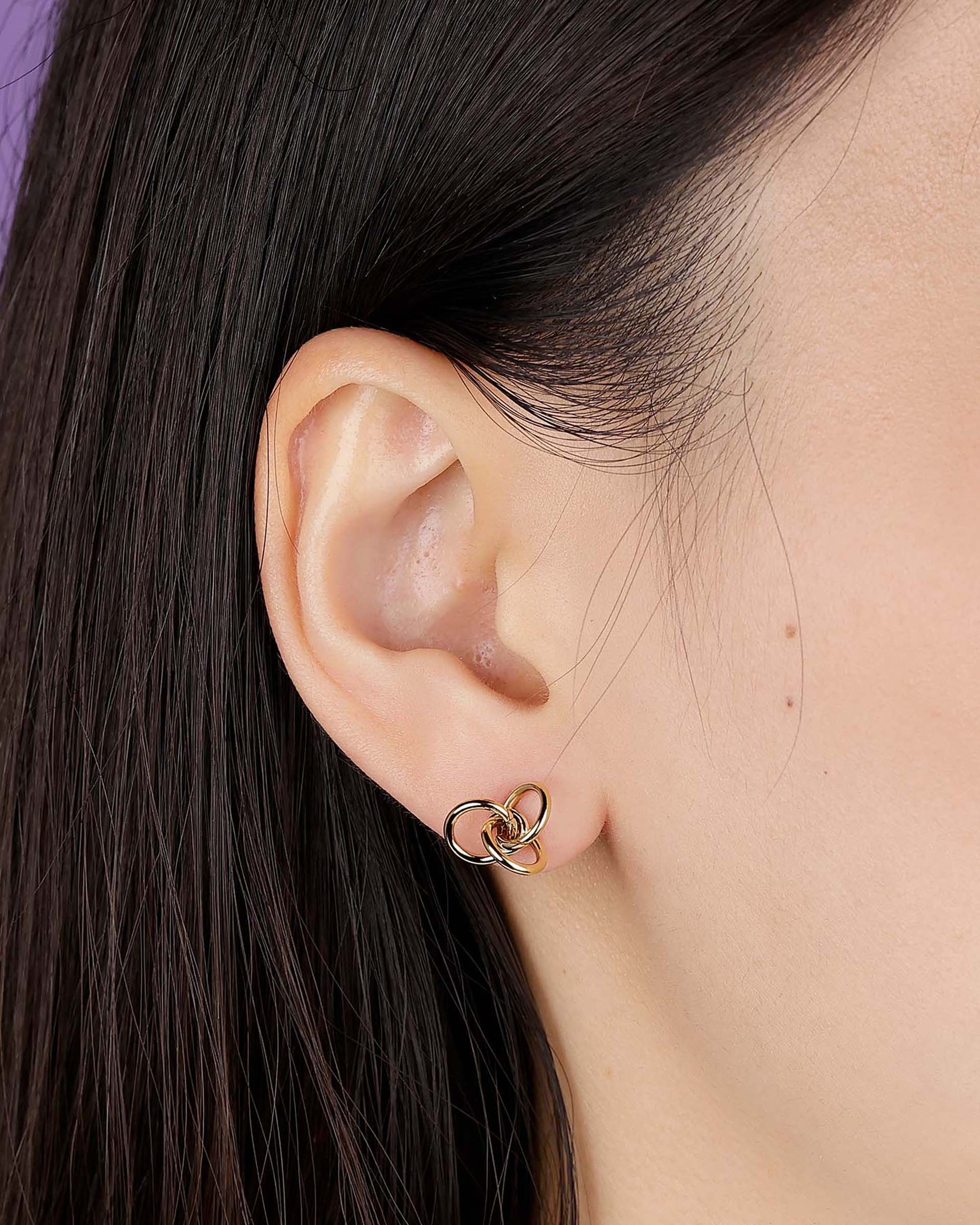 Mindy Knotted Stud Earrings in Gold - Image 4