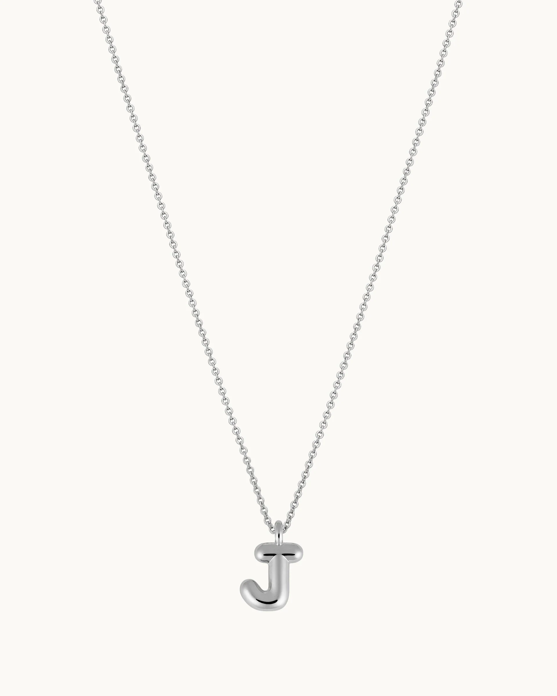 Mini Bubble Initial 'J' Necklace in Silver