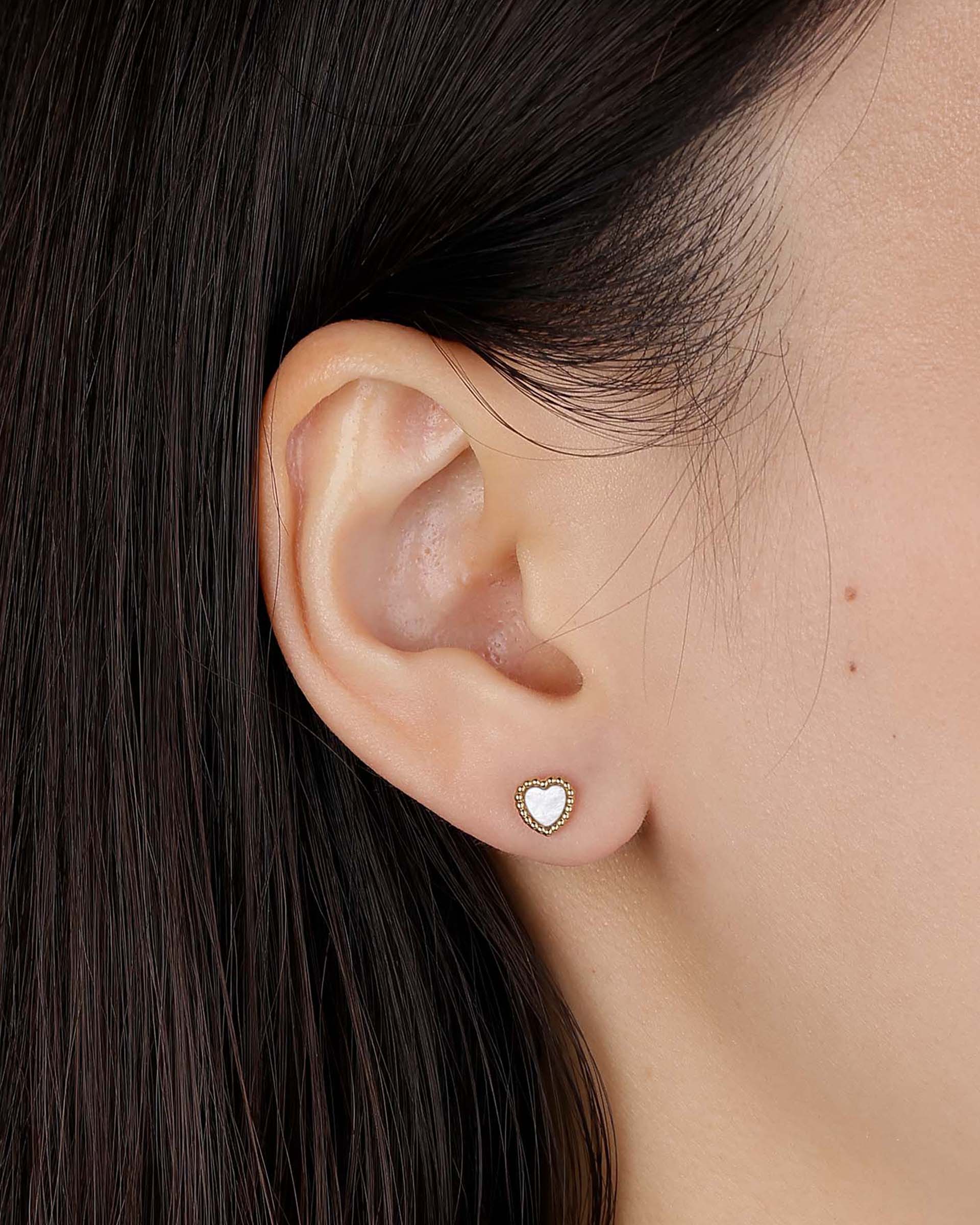 Lynne Heart Stud Earrings in Gold - Image 3