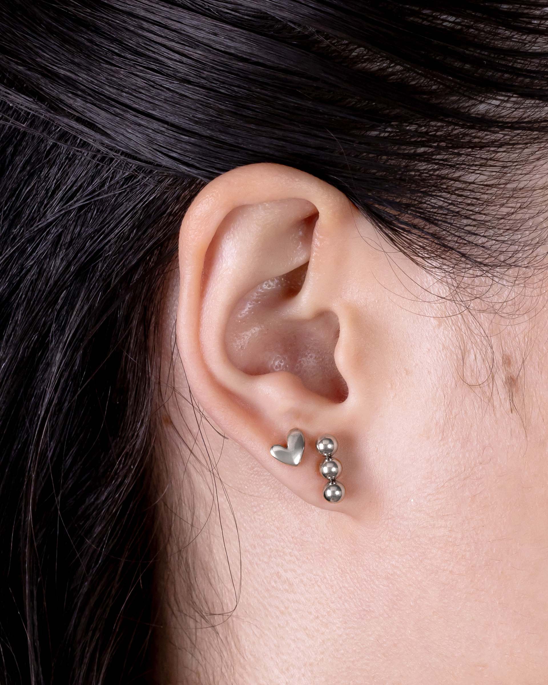 Marissa Heart Stud Earrings in Silver - Image 4