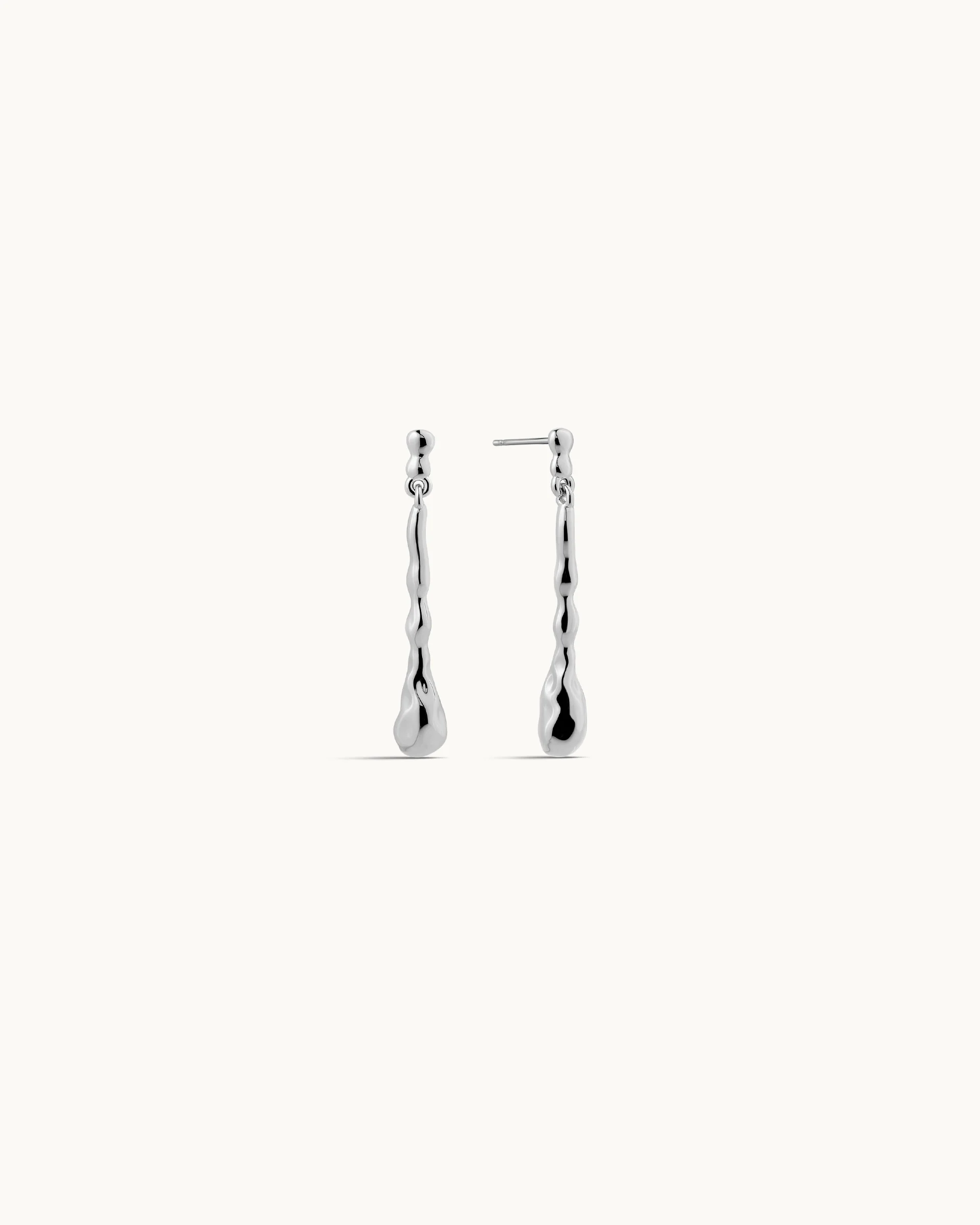 Mayra Textured Drop Earrings in Silver