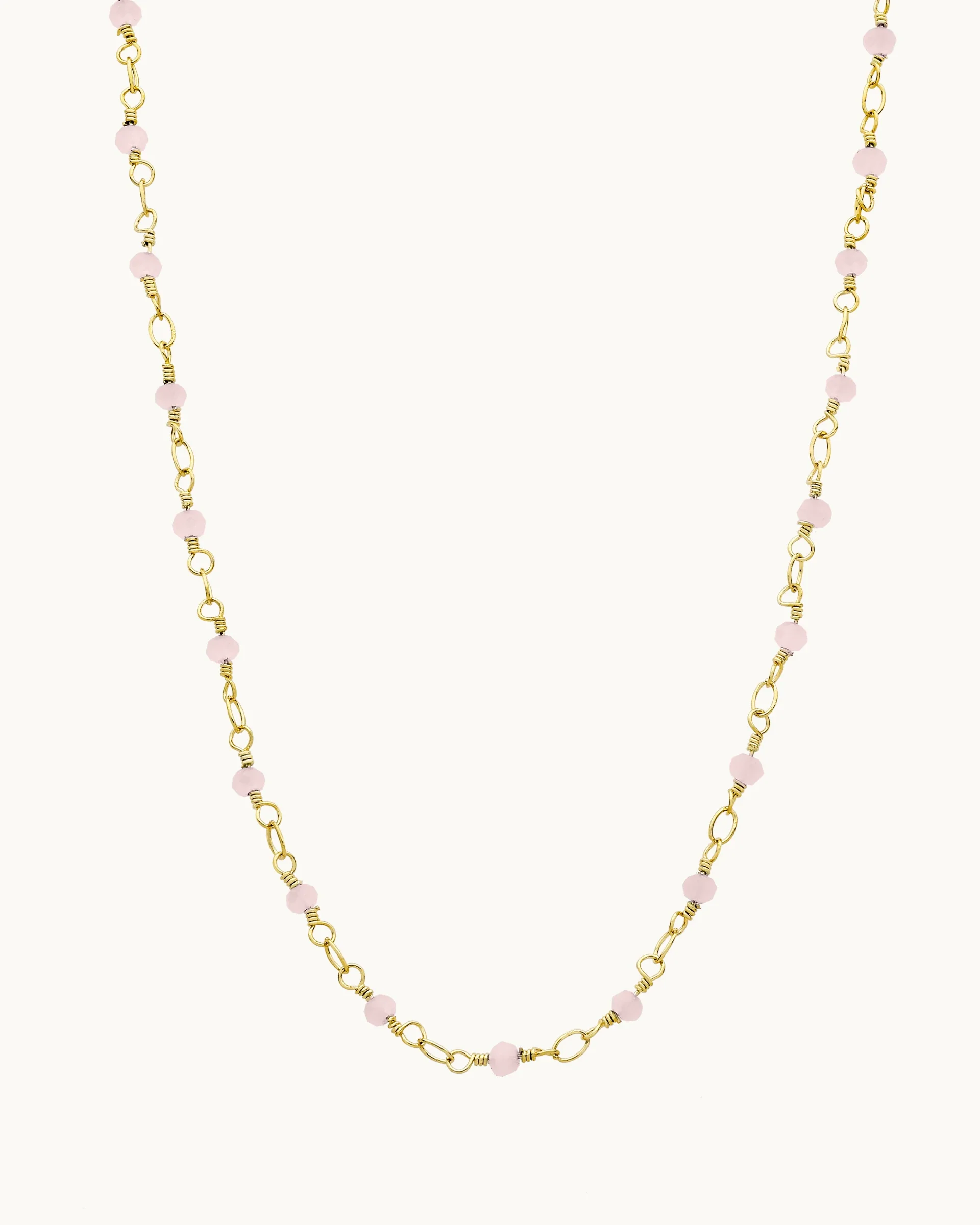 Meagan Beaded Necklace in Gold - Pink