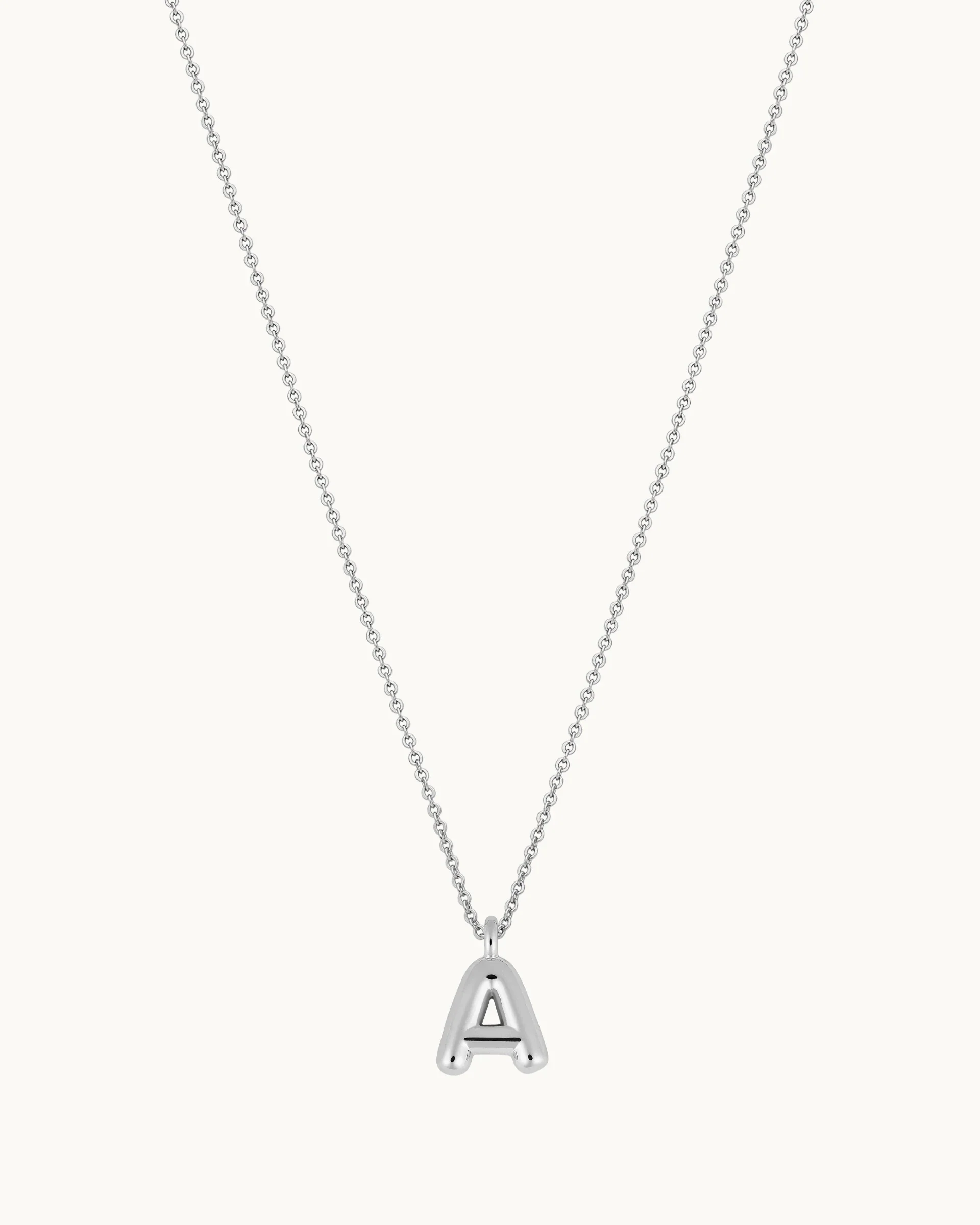 Mini Bubble Initial 'A' Necklace in Silver