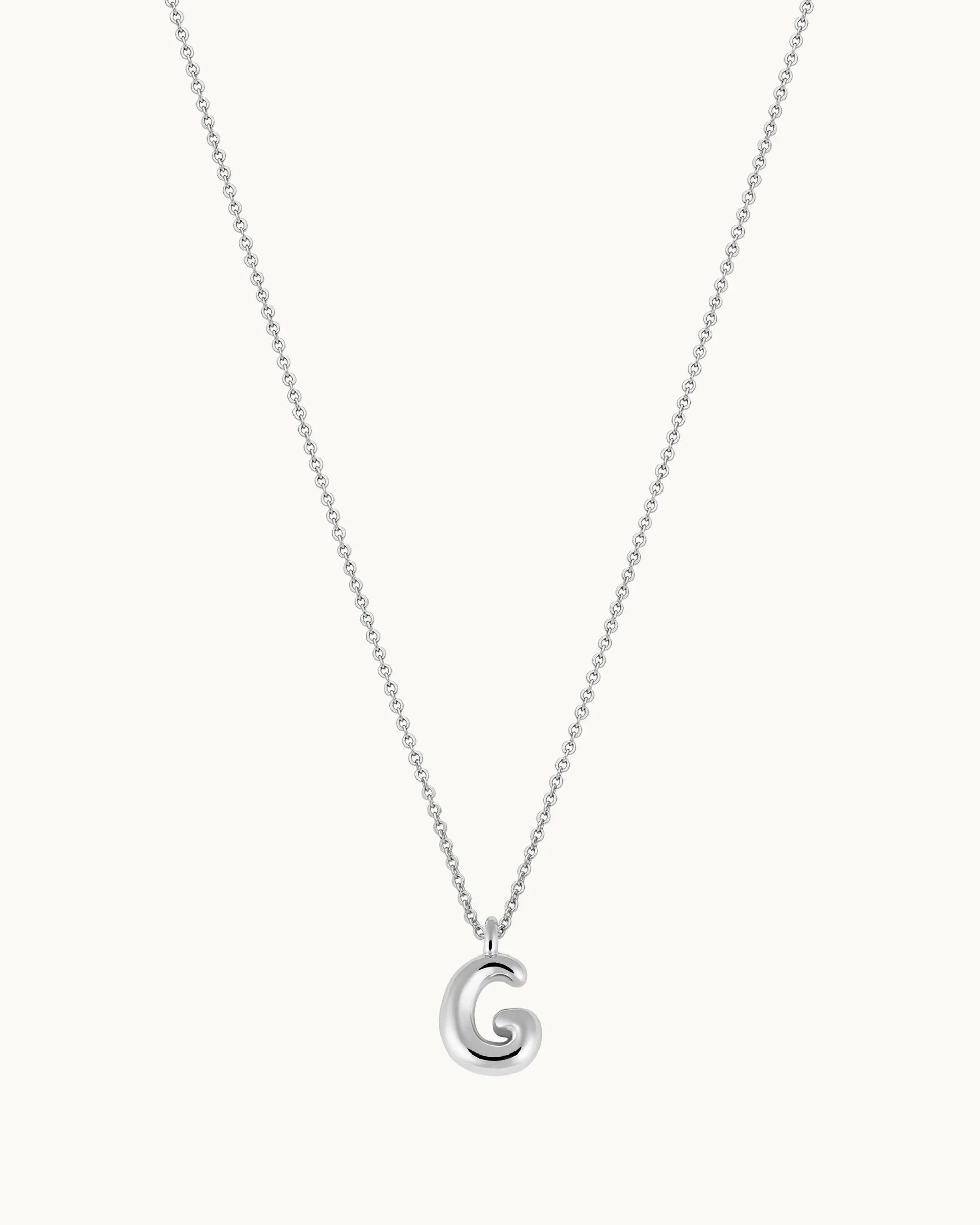 Mini Bubble Initial 'G' Necklace in Silver