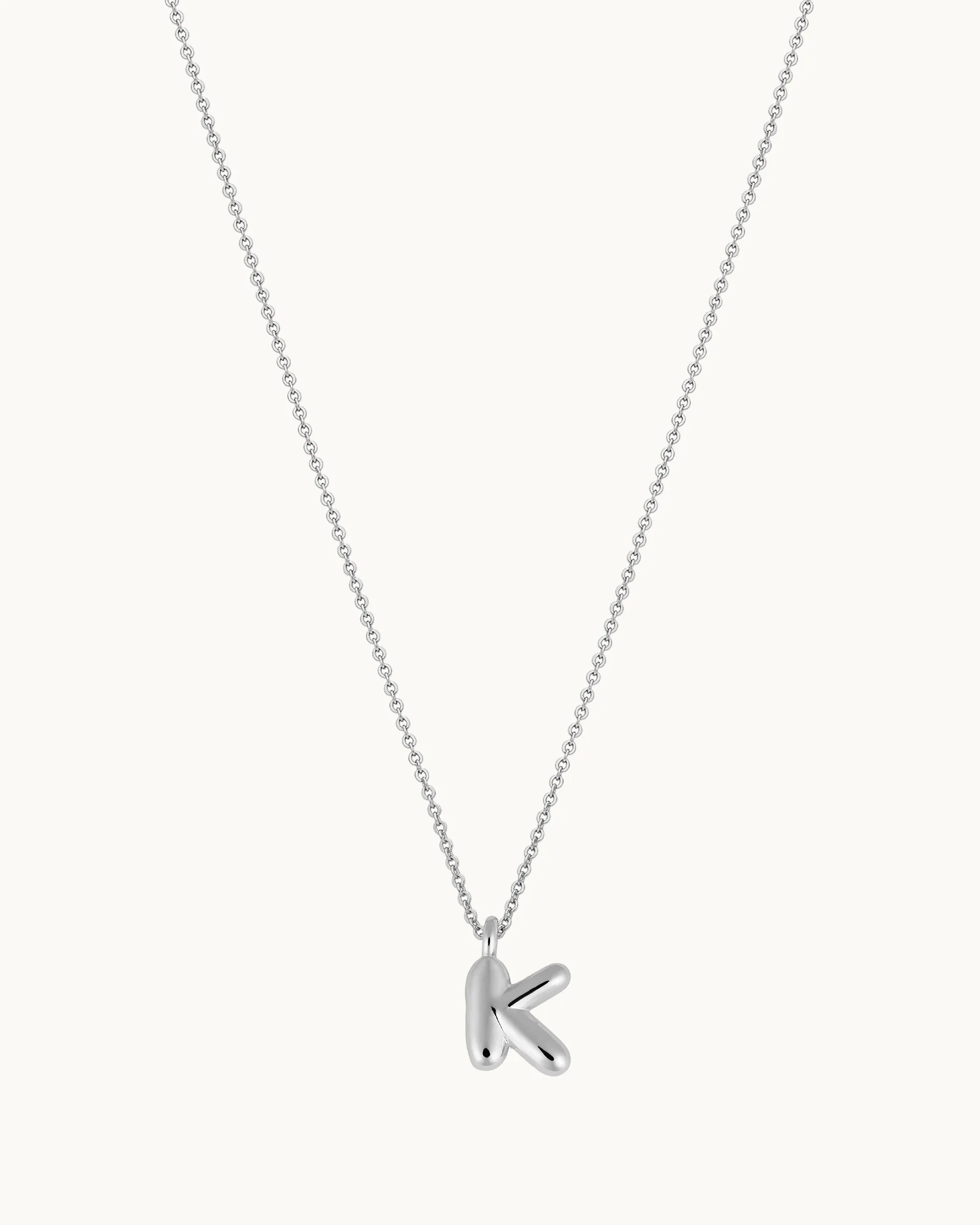 Mini Bubble Initial 'K' Necklace in Silver