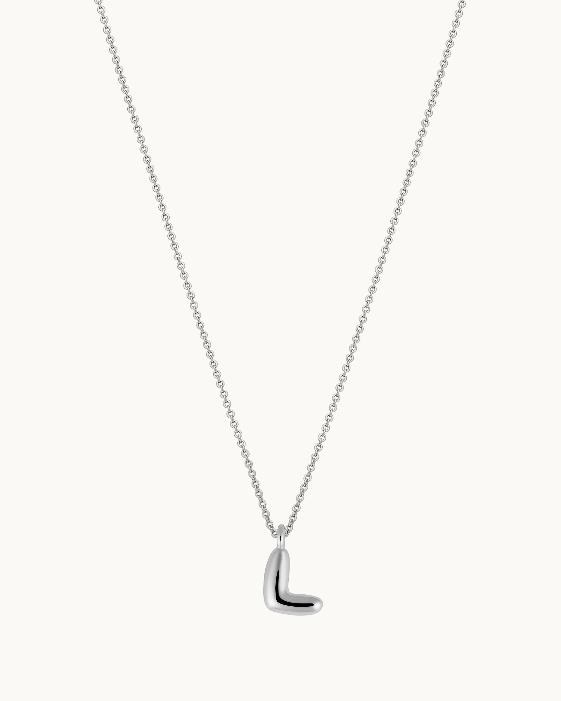 Mini Bubble Initial 'L' Necklace in Silver