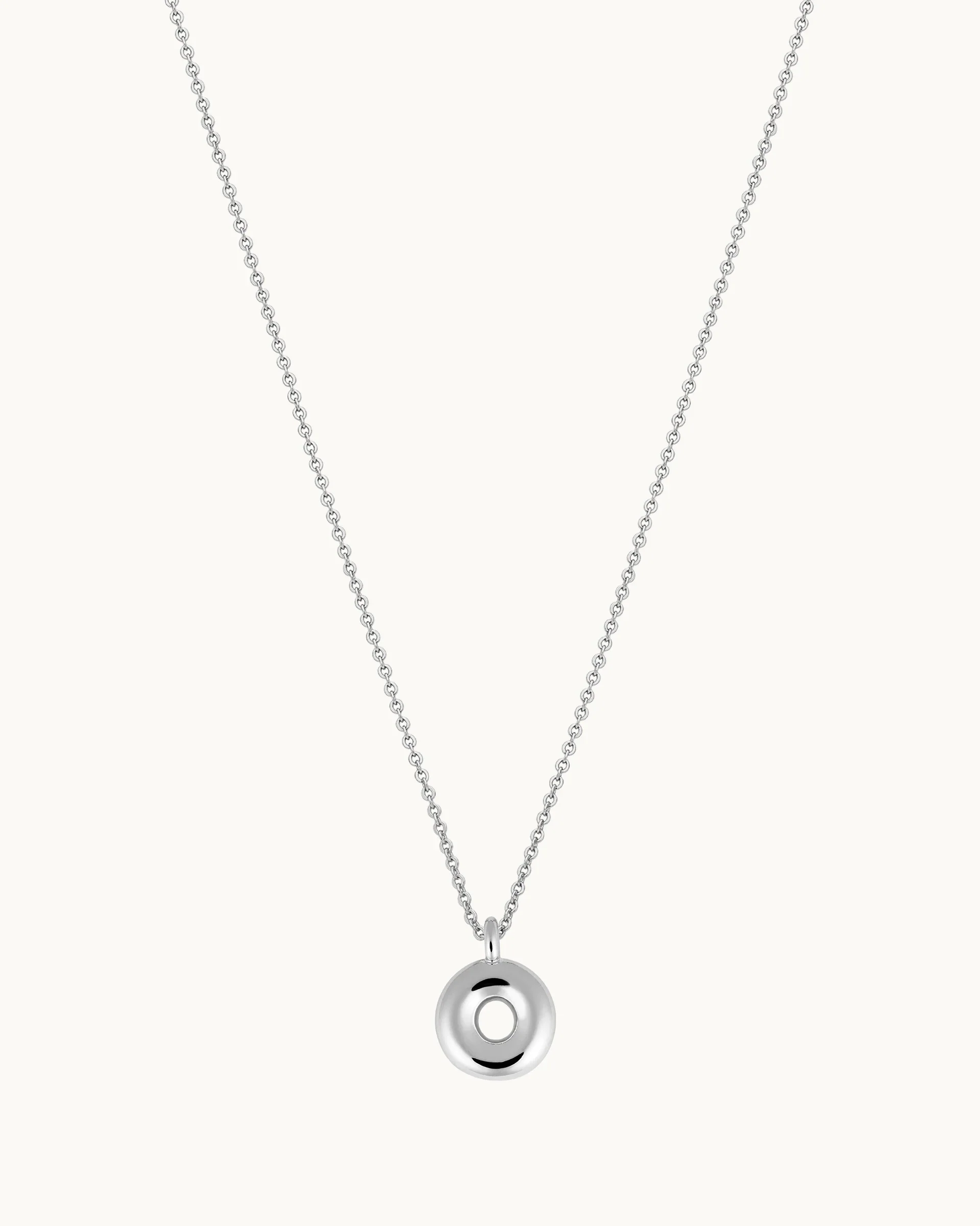 Mini Bubble Initial 'O' Necklace in Silver