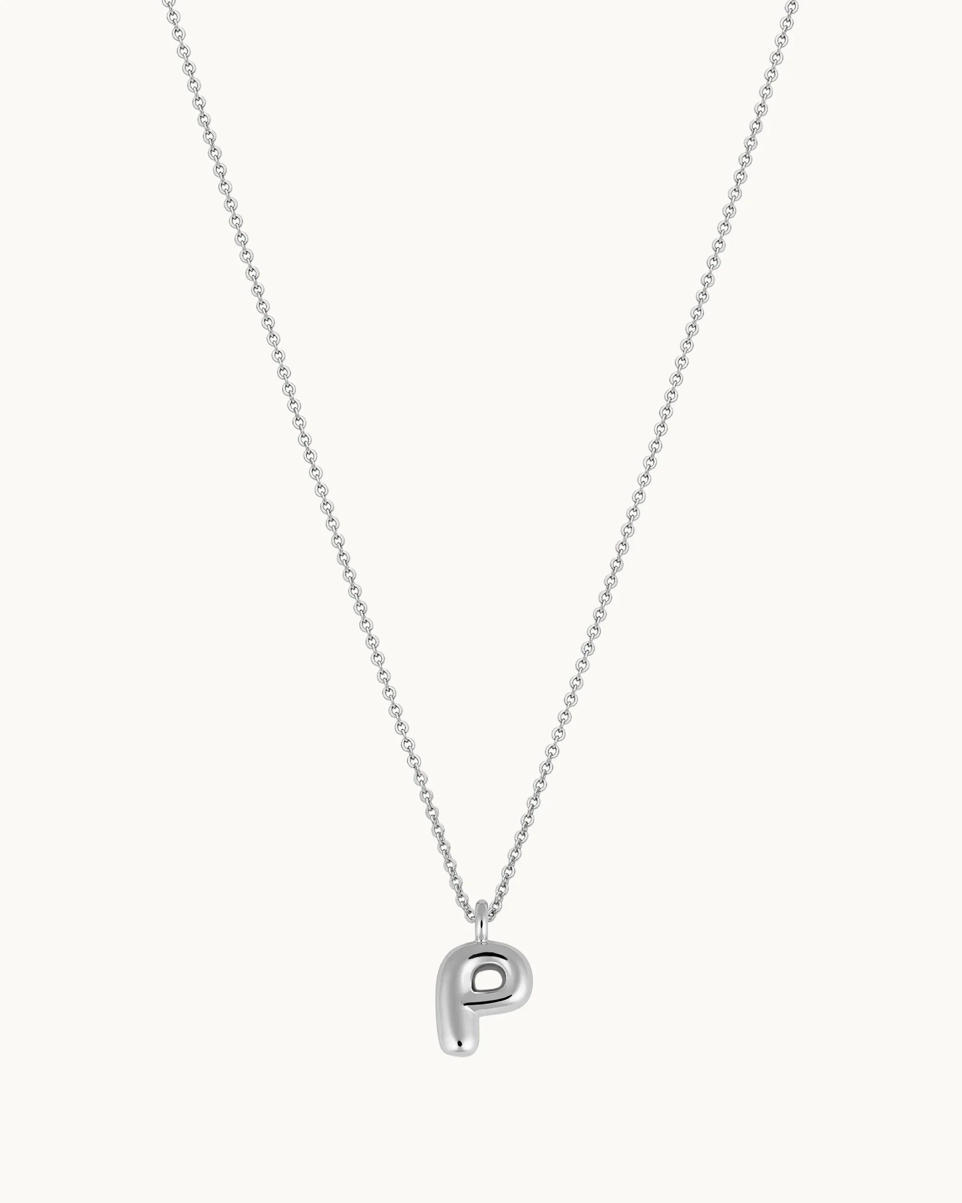 Mini Bubble Initial 'P' Necklace in Silver