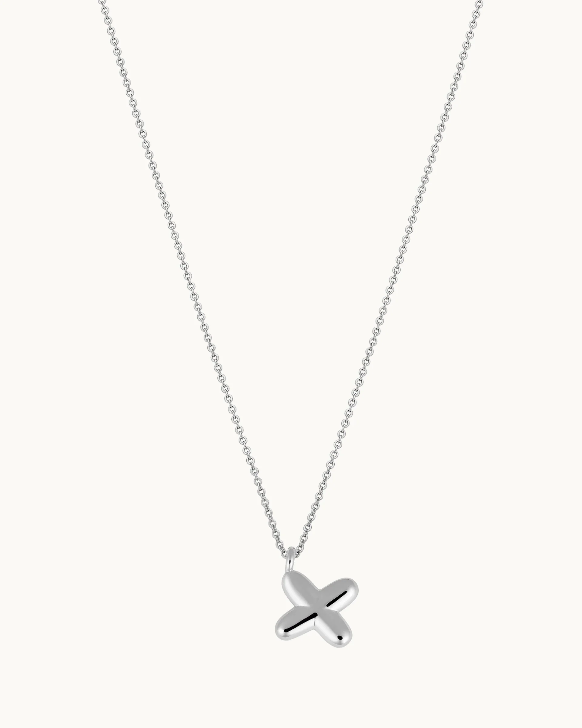 Mini Bubble Initial 'X' Necklace in Silver