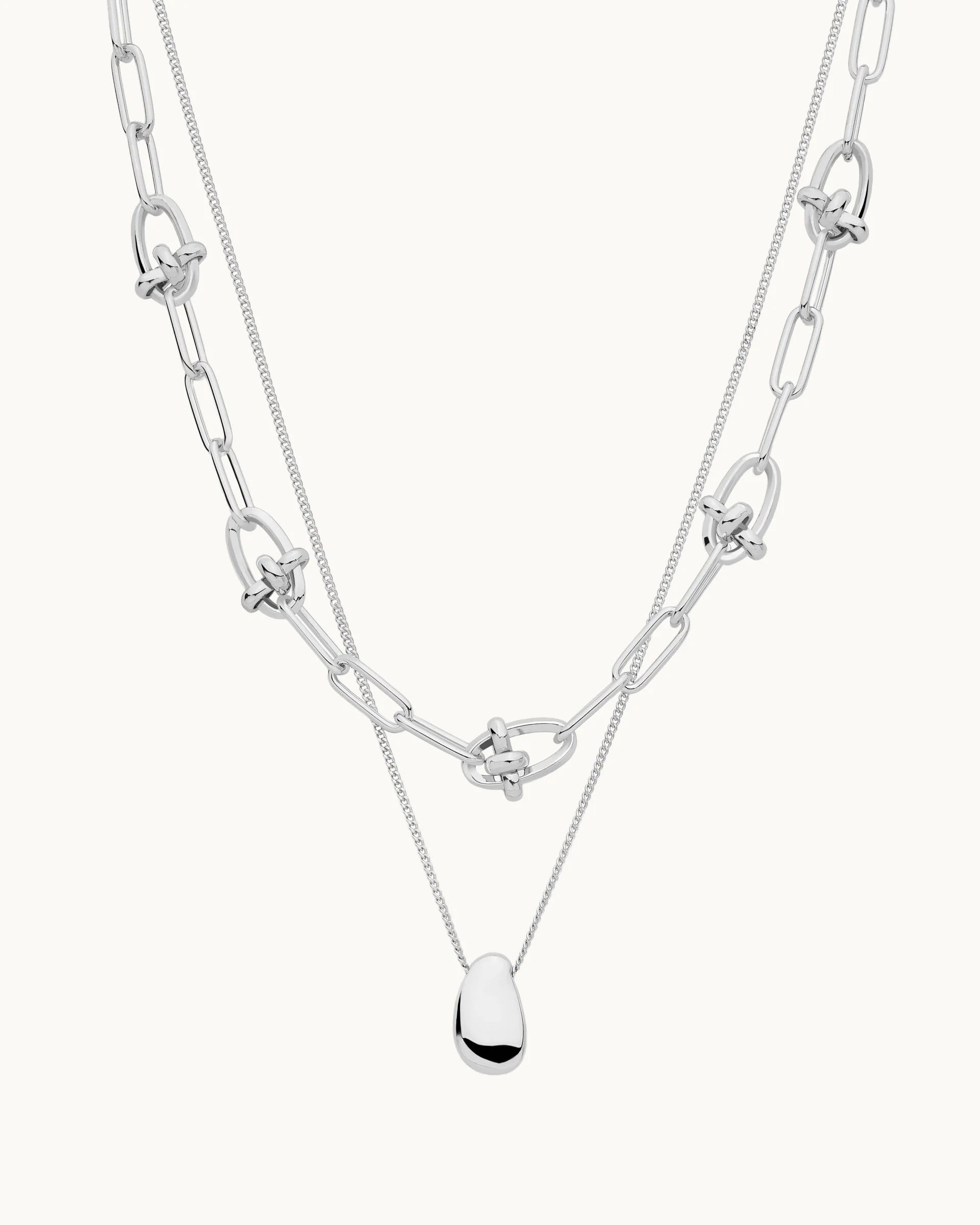 Nettie Layered Chain Necklace in Silver