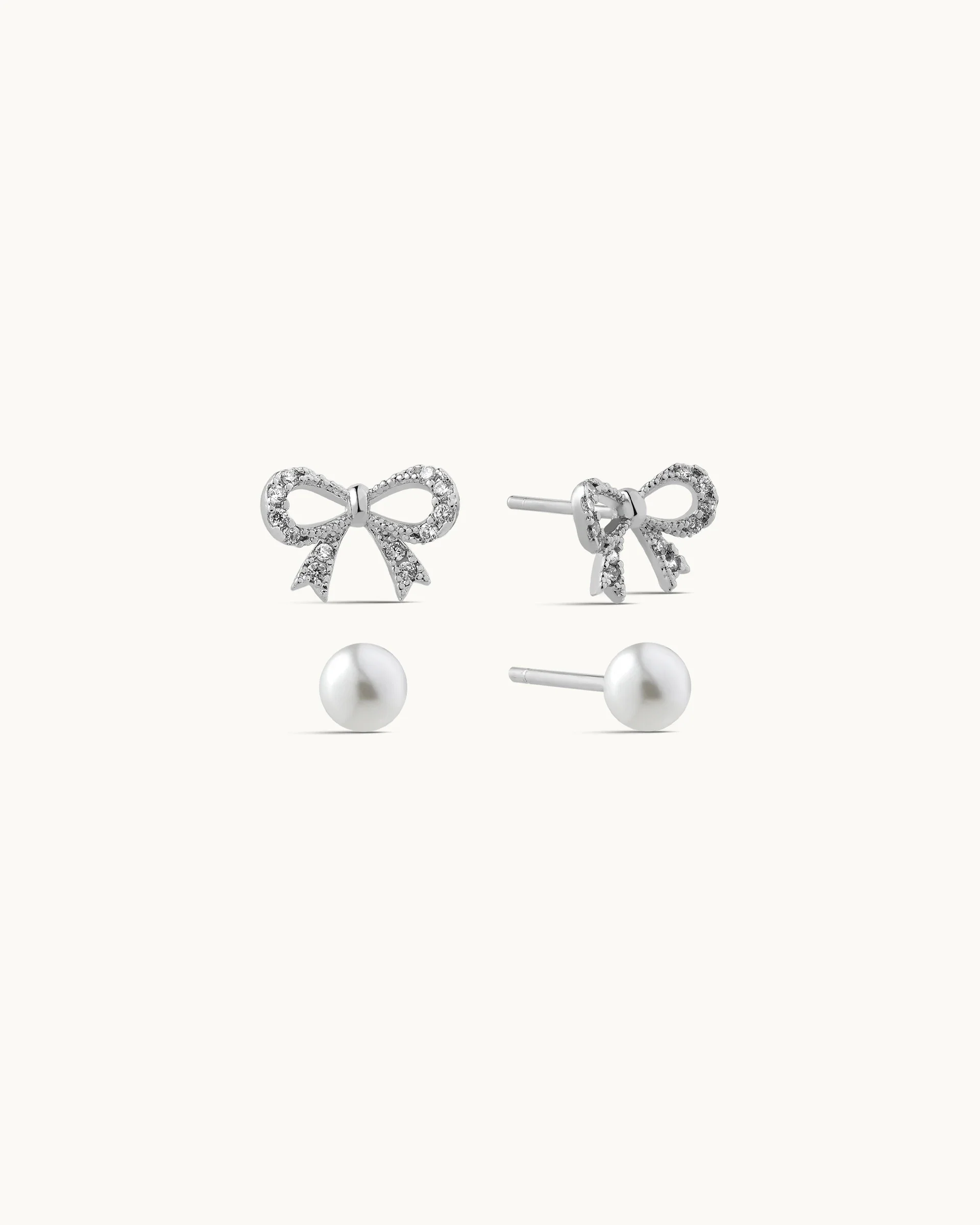 Rosalie Duo Stud Earrings in Silver