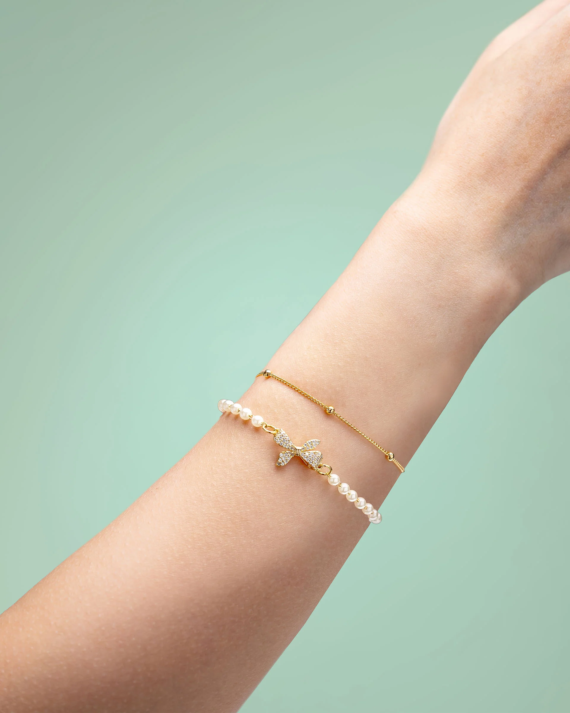 Skyla Bow Layered Bracelet in Gold - Image 2