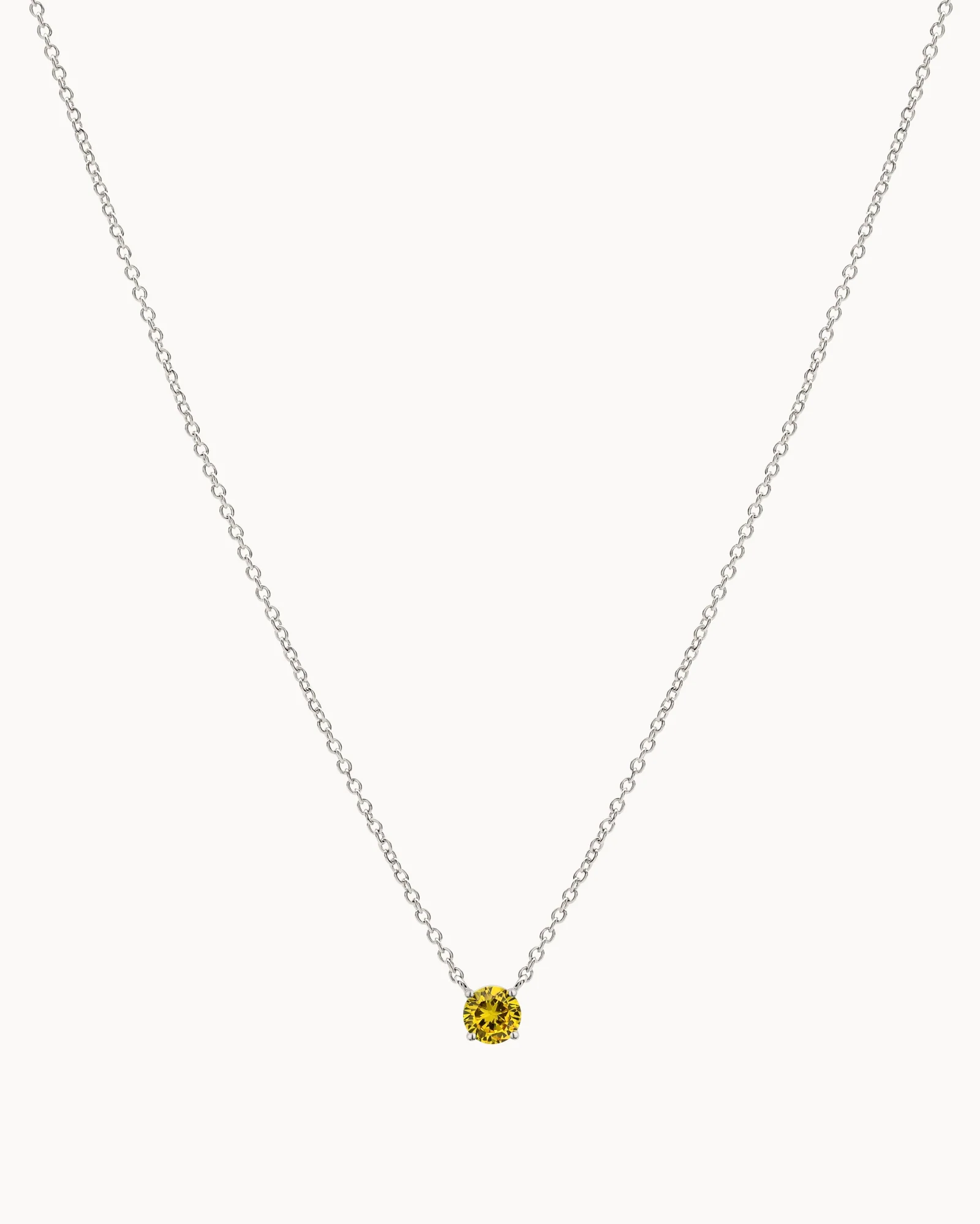 Solitaire Birthstone Necklace in Silver - Honey