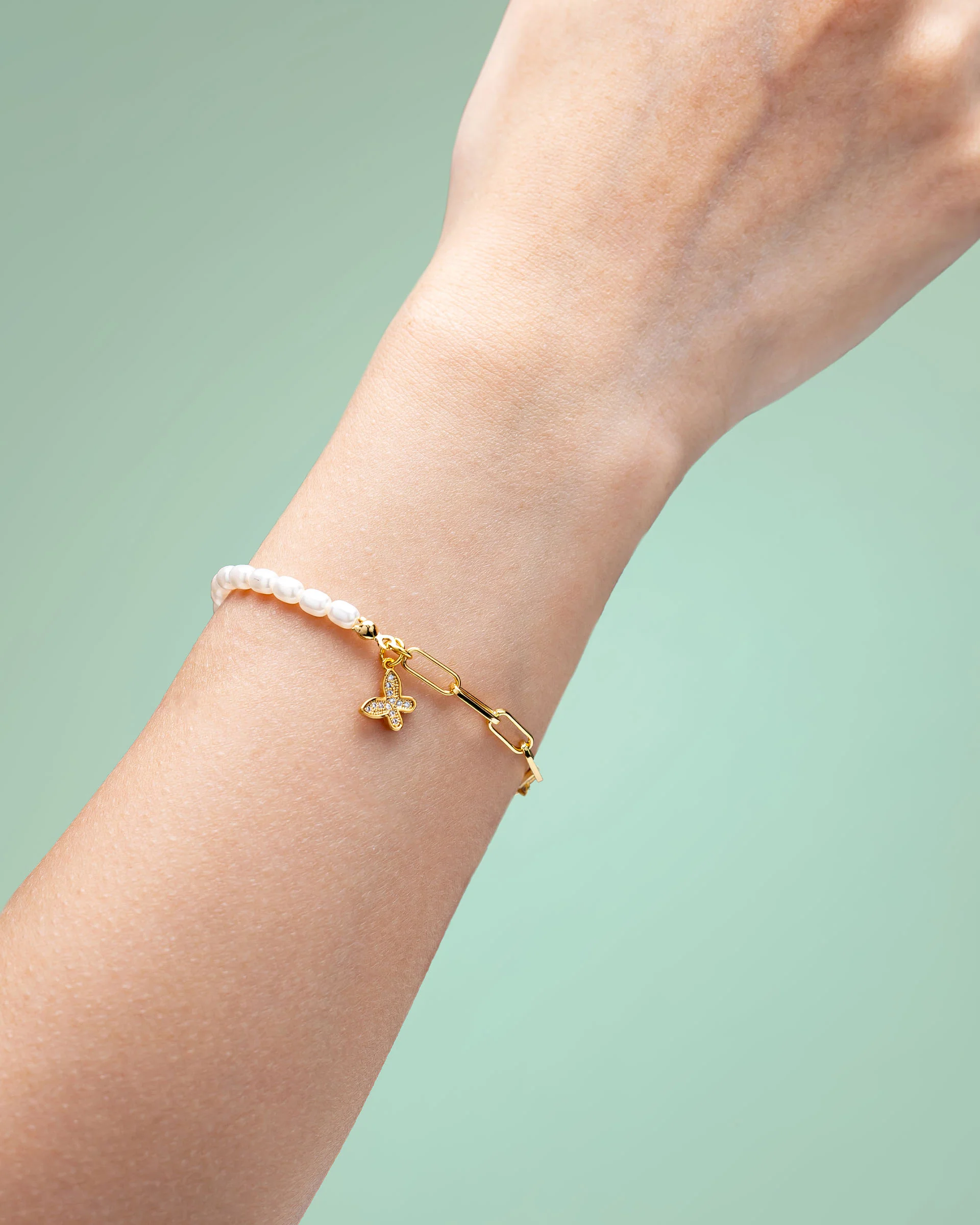 Tania Butterfly Motif Bracelet in Gold - Image 2